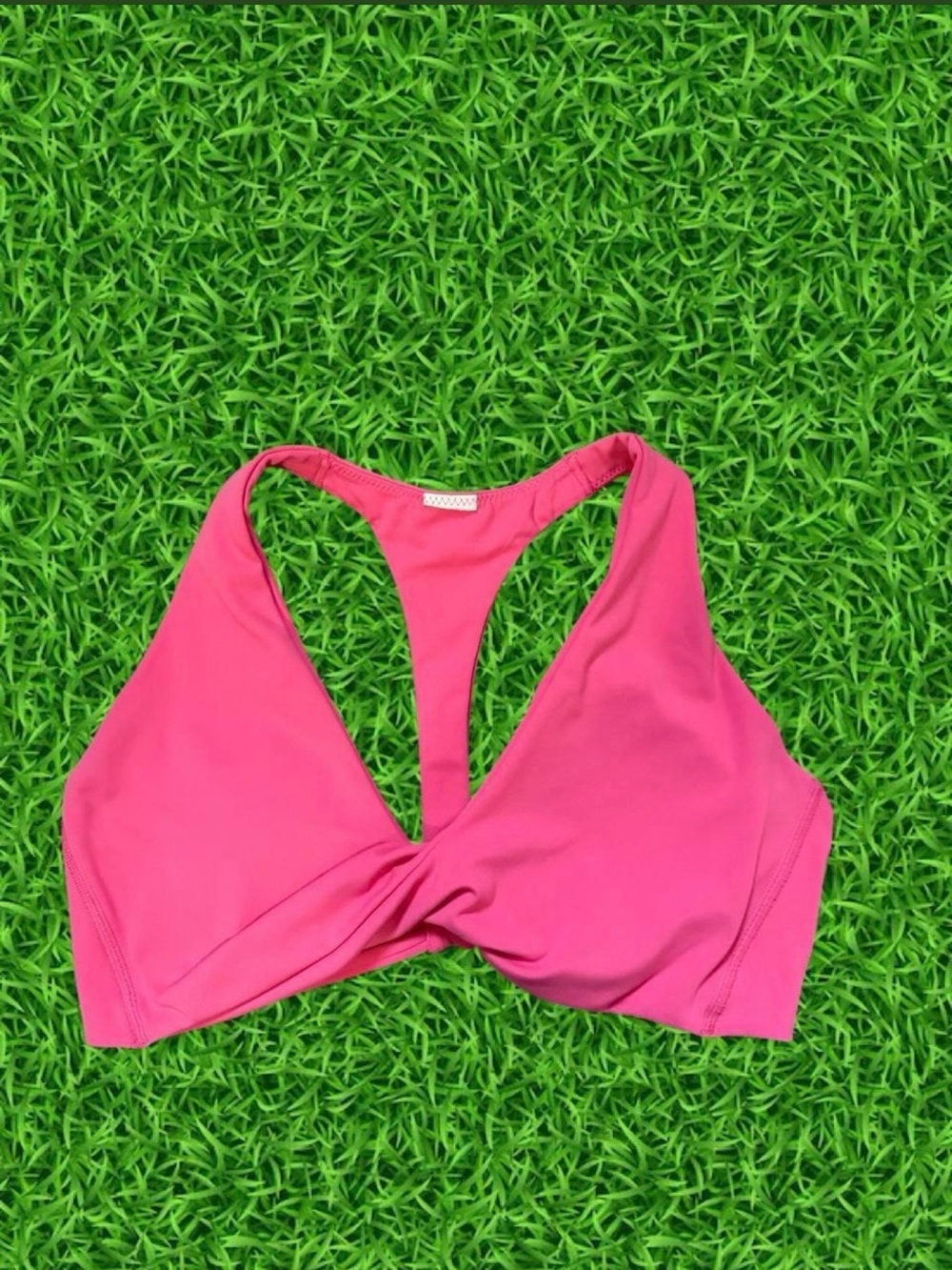 Fabletics Hot Pink Twist-Front Racerback Sports Bra